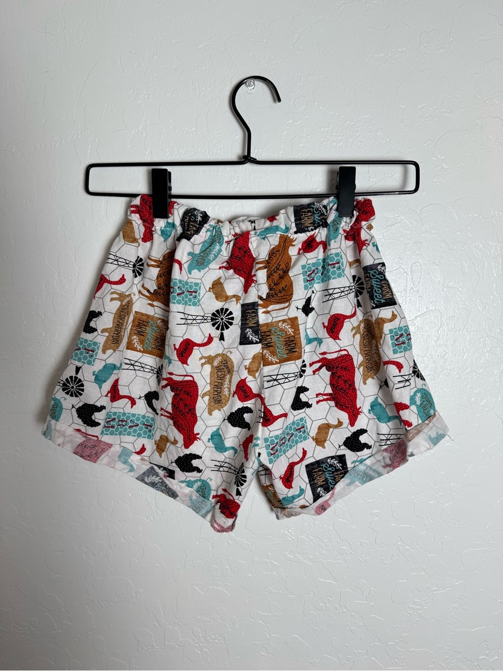 Hand Sewn Playful Farm House Animal Print Cotton Shorts - Picture 7 of 10